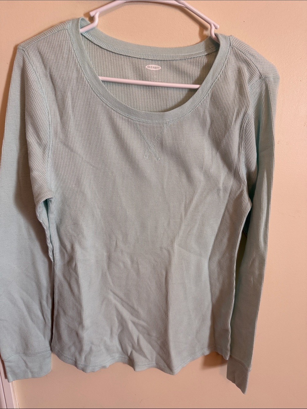 Old Navy Mint Green Long Sleeve Waffle Knit Top